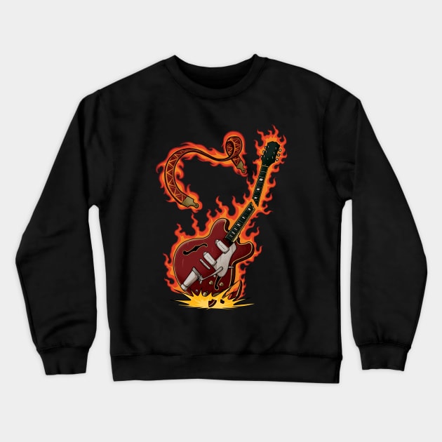 hollow fire guitar Crewneck Sweatshirt by mbonproject